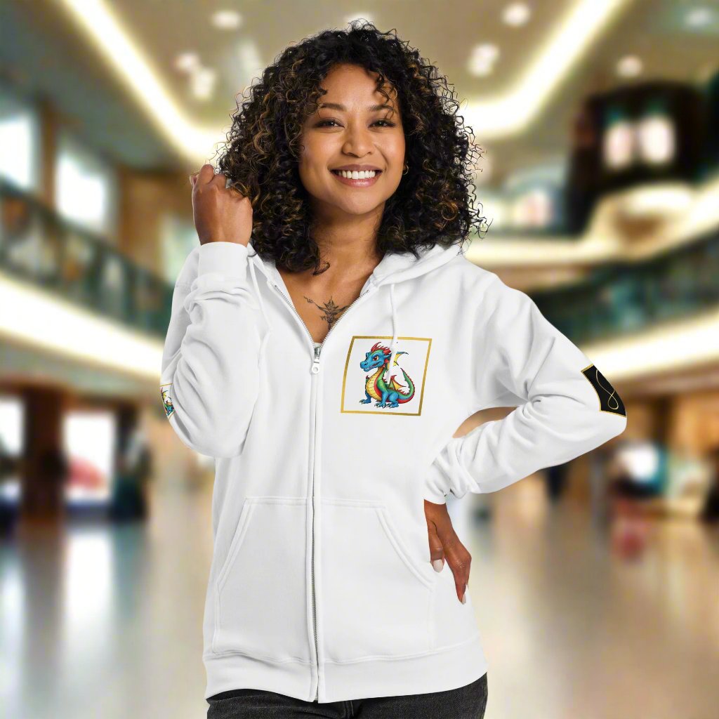 "DRAGON" unisex front zip hoodie inspired by 80's Arcade games by STORE 7994